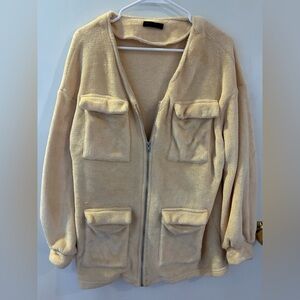 Cozy Tan Zip-Up Fleece Jacket